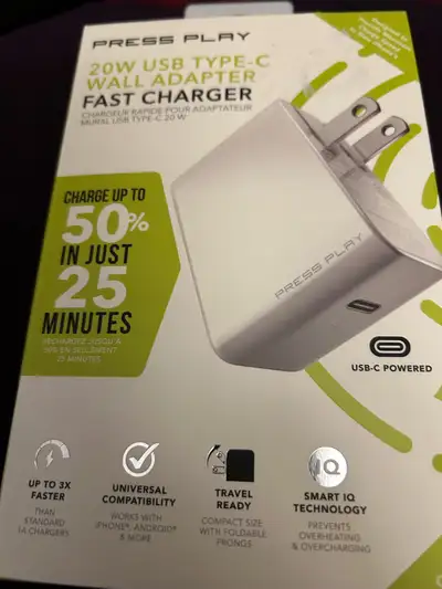 20W USB Type C fast charge wall adapter, View more