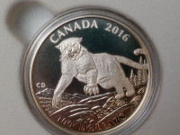 2016 CANADA $100 PURE SILVER COIN 1 OZ. ~ COUGAR ~ PROOF BNIB!!!