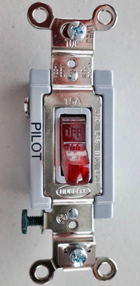 Hubbell HBL1201PL 15A Red Pilot Light Toggle Switch; Louisbourg