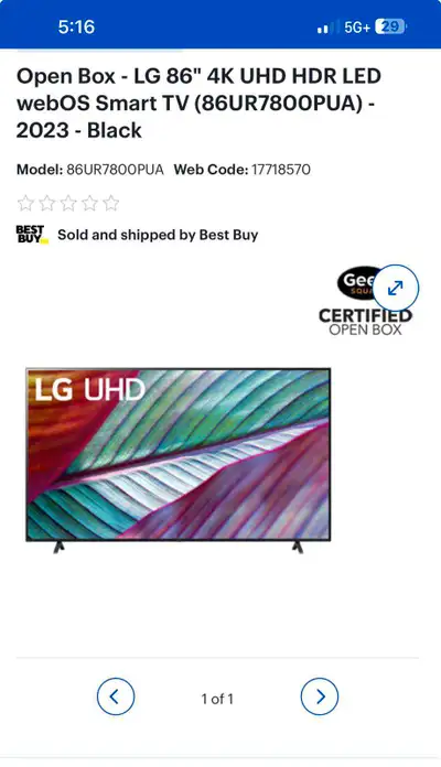 LG 86" webOS LED Smart TV - open box like new, View more