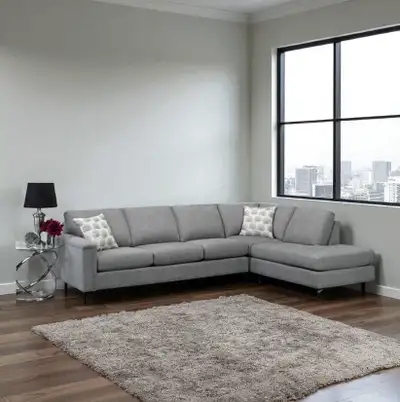New Sectional Sofa With RHF Corner Chaise - Grey Huge Sale, View more