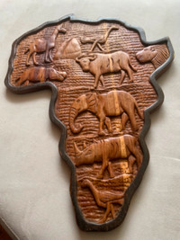 Wood Carving Accent Decor — 17”x23”x1.5”  Wildlife Safari Africa