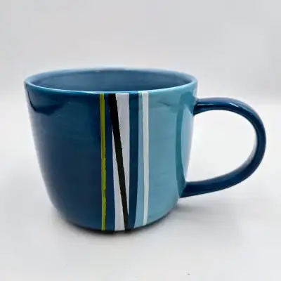 Starbucks 2008 Blue White Green Stripe Mug Cup Coffee Tea Large, View more
