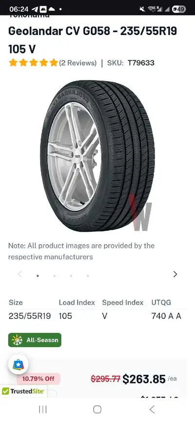 Yokohama Geolandar CV G058 235/60R18 107V XL Tire Set of 4 tires. New condition. Mileage 7,000 km. “...