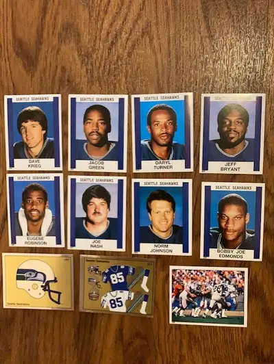Lot of 11 1988 Panini Seattle Seahawks football stickers, View more