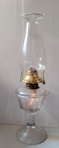 Vintage Rare Queen Anne - No. 2 Clear Glass Pedestal Oil Lamp