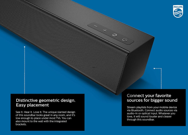 Philips B5105 Soundbar Speaker with 2.0 Stereo Sound in Speakers in City of Toronto - Image 3