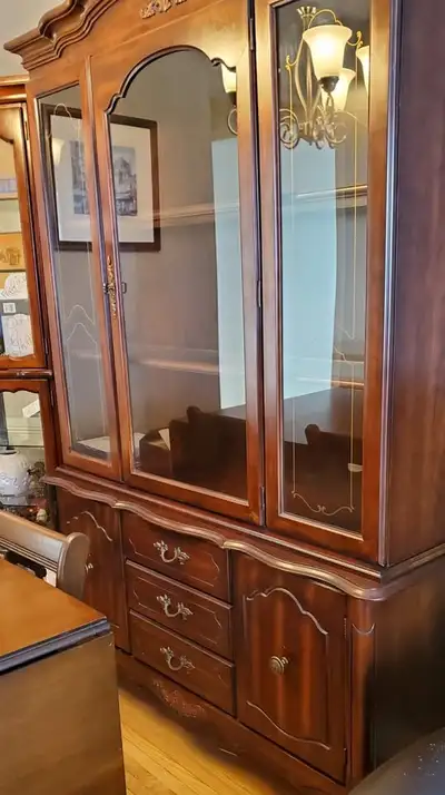 Vintage French Provincial Mahogany China Cabinet, View more