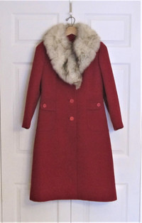 Pure Wool Full Length Coat Fox Fur Collar Women's Petite 8