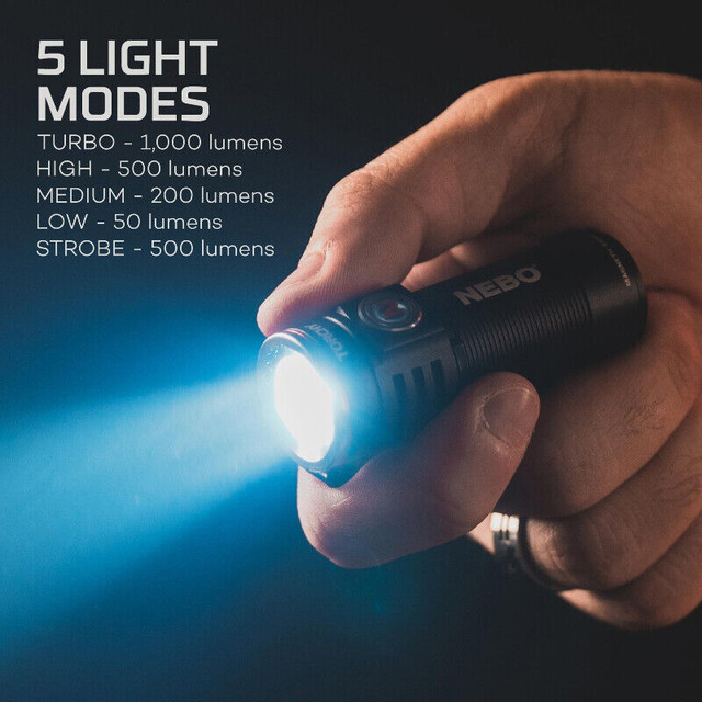 Nebo Torchy Compact, High 1000 Lumen Rechargeable Flashlight in Fishing, Camping & Outdoors in Oshawa / Durham Region - Image 4