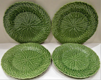 NEW, 4 CERAMIC "ACANTHUS LEAF" PLATES, MADE IN PORTUGAL
