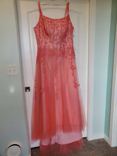 Coral Pink Grad Dress Size 24W, View more