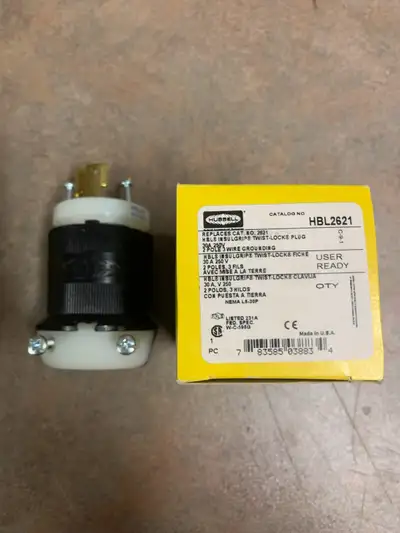 Hubbell HBL2621, 30Amp, 250V Twistlock Plug, View more