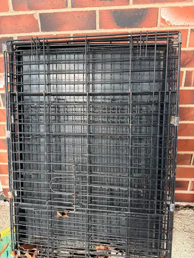 Medium sized breed dog kennel. As is. Some rust in places but foldable crate. With tray included. Ne...