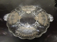 Vintage Glass Platter with Silver Inlay