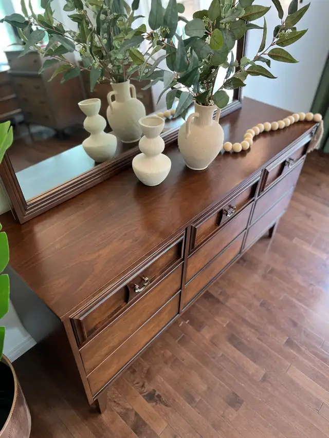 MCM Swedish Walnut Bedroom Set – Dresser, Nightstand & Mirror in Dressers & Wardrobes in Calgary - Image 7