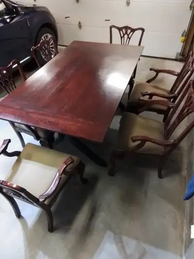6 arm chairs, wooden table for sale, OBO, View more