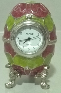 Enamel Decorative Faberge Footed Egg Desk Clock