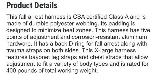 New 50% off Dynamic Bayonet XL Fall Arrest Harnesses in Other in Saskatoon - Image 6