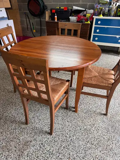 Solid Wood Drop Leaf Table with Chairs, View more