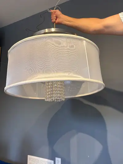 Drum Shade Pendant Light with Crystal Accents, View more