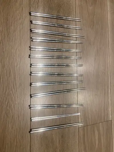 Set of 13 Pairs Stainless Steel Chopsticks, View more