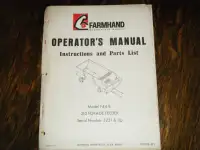 Farmhand 44 B 210 Forage Feeder  Operators Manual , Parts List