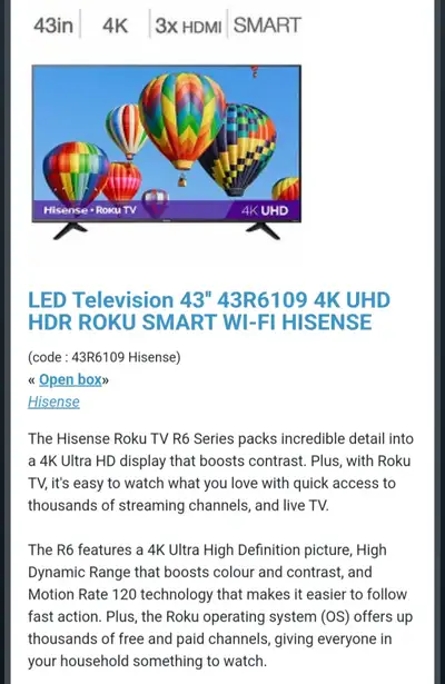 Hisense | 43" 4K Roku SMART TV |ON CLEARANCE SALE, View more