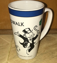 Monopoly Game Tall Coffee Mug Boardwalk ~ Ceramic ~ 1999 Hasbro