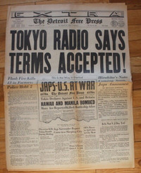 1945 Vintage Newspaper Japan Accepted the Surrender Terms