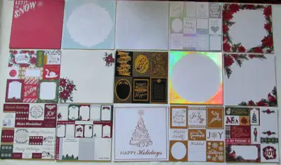 12 x 12 Christmas cardstock. 40 pages for $10 (25 cents per page). You choose the assortment you wan...