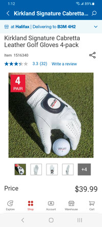 Kirkland golf gloves.  4 pack.   Brand new