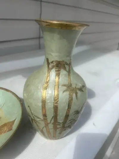Vase and bowl sold brass, View more