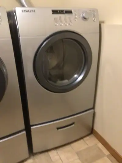Samsung dryer with pedestal for sale.  And a Sam sung pedestal, View more