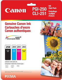 Brand New sealed Genuine Canon PGI-250/CLI-251 Ink CYMK 4-Pack
