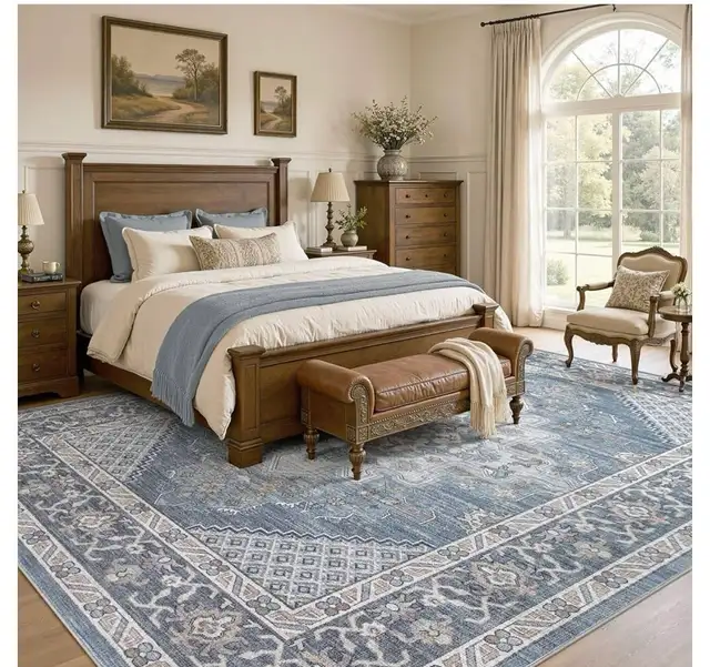 Tortania Area Rug 10x14 Living Room Rug Washable SoftBlue in Rugs, Carpets & Runners in Hamilton - Image 5