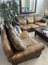 Leather couch and loveseat 