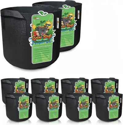 Ten 10 gallon grow bags - brand new, View more