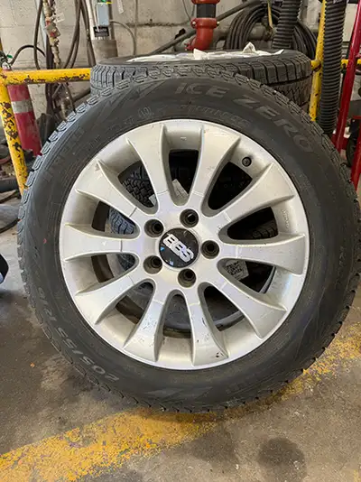 BBS rims (only one brand medallion) with balanced Pirelli Ice Zero tires (205/55 R16) used only one...