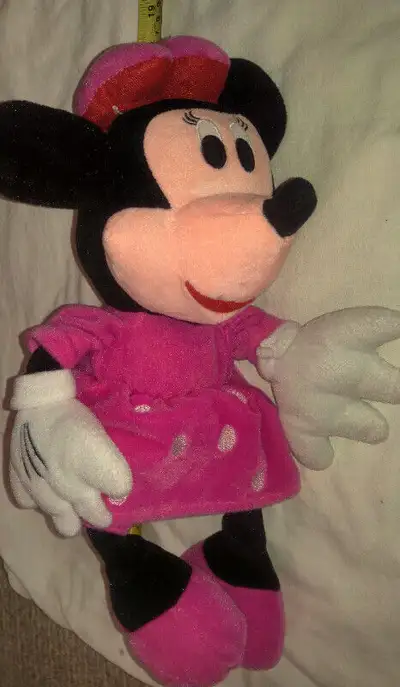 Vintage Minnie Mouse in Pink Velvet Dress Plush Toy Figure, View more