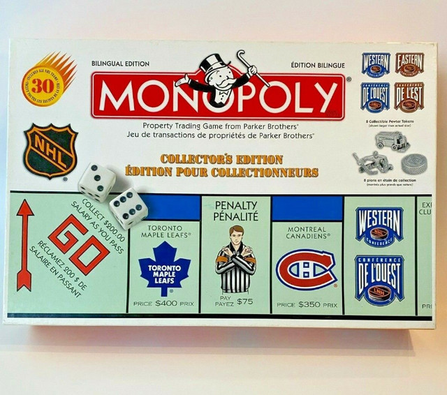 Monopoly NHL Collector's Edition 1999 Hasbro 100% Complete in Toys & Games in Regina