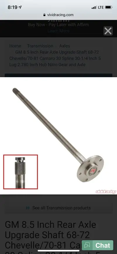 1981 Camaro Z28 rear wheel axel, View more