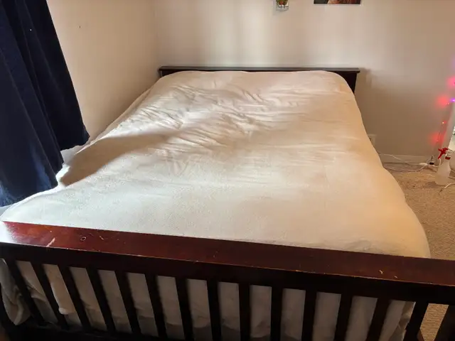 Solid Wood Full Bed Frame with Drawers and Boxspring