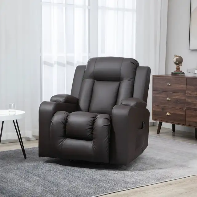 Overstuffed Manual recliner 360 swivel Massage Chair Rocker in Chairs & Recliners in Markham / York Region - Image 9