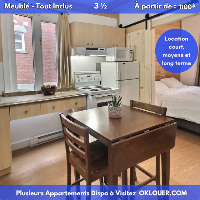 APPARTEMENTS - MEUBLÉ TOUT INCLUS 3 1/2 LIMOILOU