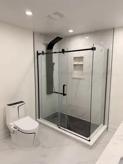 Bathroom Vanity Set with Shower Enclosure and Toilet, View more