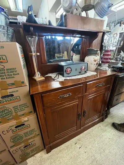 Vintage Ash Dining Hutch with Mirror, View more