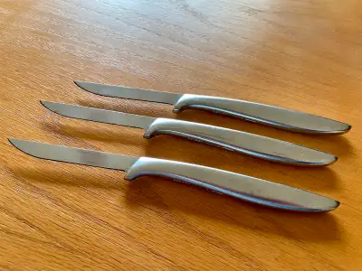 3 Vintage (50’s/60’s) GERBER Miming Stainless Steel Steak Knives, View more