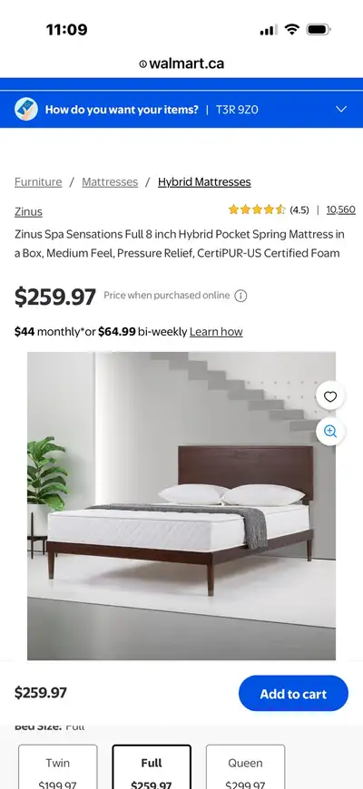 Zinus Spa Sensations Full 8 inch Hybrid mattress , View more