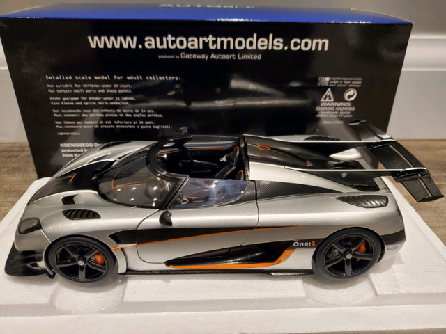 1:18 Diecast Composite Autoart Koenigsegg One:1 Moon Grey in Arts & Collectibles in Kawartha Lakes